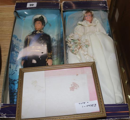 Charles and Diana dolls and Royal handkerchiefs